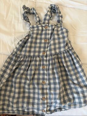 H&M Blue and White Gingham Button Romper